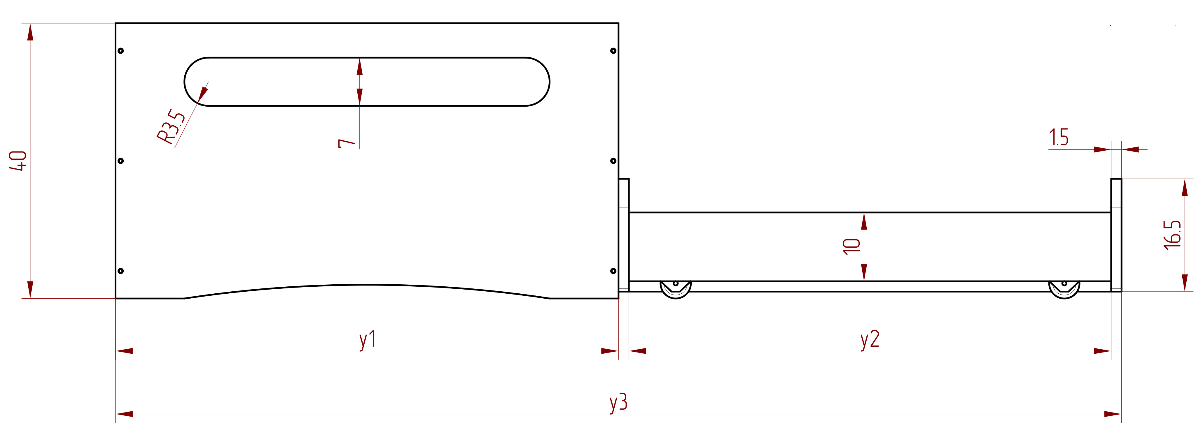 Rysunek techniczny łóżka TILA 10